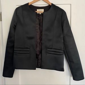 Navy Blue Nanushka collarless blazer